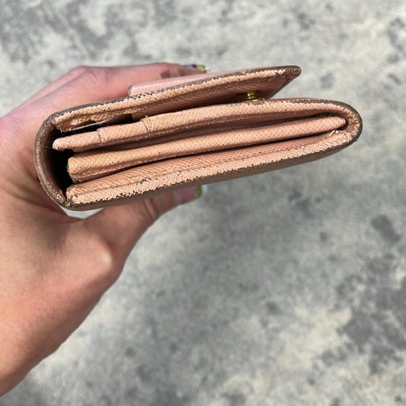 Prada Pink Saffiano Leather Bow Continental Long Wallet Detachable ID Holder - Picture 9 of 17